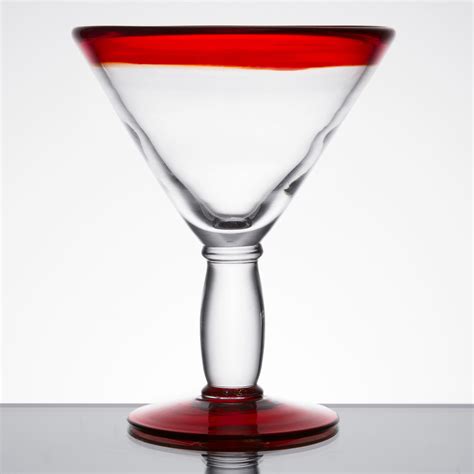 Libbey 92305r Aruba 10 Oz Martini Glass With Red Rim And Base 12 Case