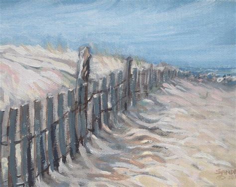 Acrylic Canvas Art Beach Art Ocean Painting Sand Dune Fence Shore