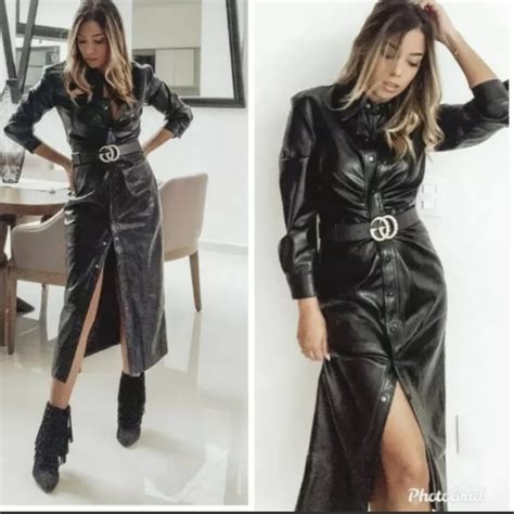 Zara Dresses Nwt Zara Faux Leather Midi Shirt Dress Bloggers F