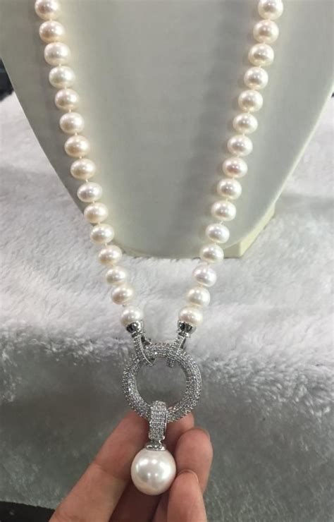 Lange Perlenkette mm Süßwasser Perlenkette Elfenbein Etsy Ivory Pearl Necklace Long Pearl