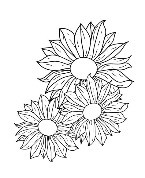 Flowers Line Drawing Vector Flower Free Vector Free Download