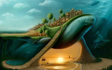 414976 Muhammad Nafay Whale Surreal Clouds Fantasy Art Digital