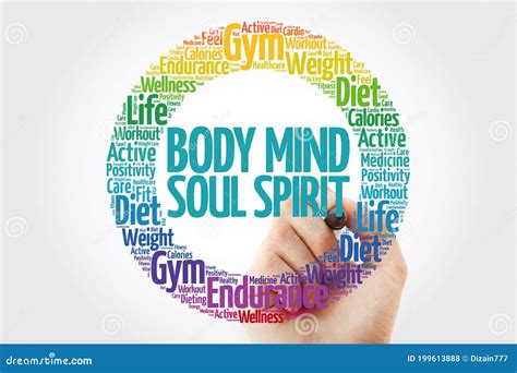 Body Mind Soul Spirit Word Cloud Collage Stock Illustration