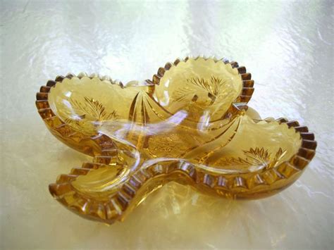 Vintage Amber Clover Leaf Candy Dish Clover Leaf Candy Dishes