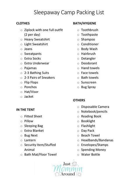 Sleepaway Camp Packing List Everything You Might Need To Pack For