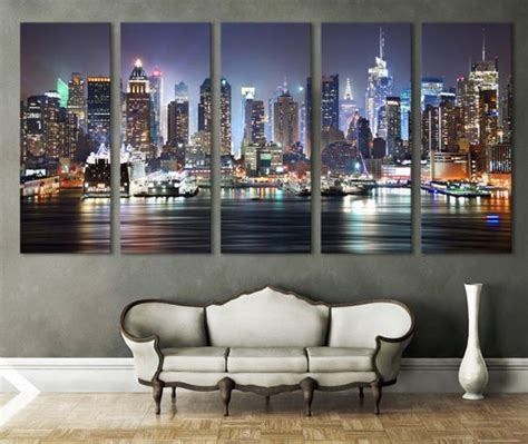 Home Décor Manhattan New York City Skyline Canvas Wall Art Multi Panel