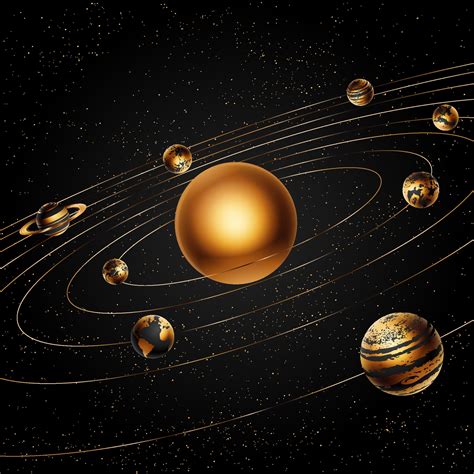 Solar System Vector Realistic Illustration Of The Sun And Eight