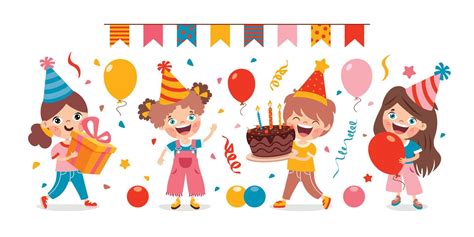 Cartoon Kids Celebrating Birthday Party 13474276 Vector Art At Vecteezy