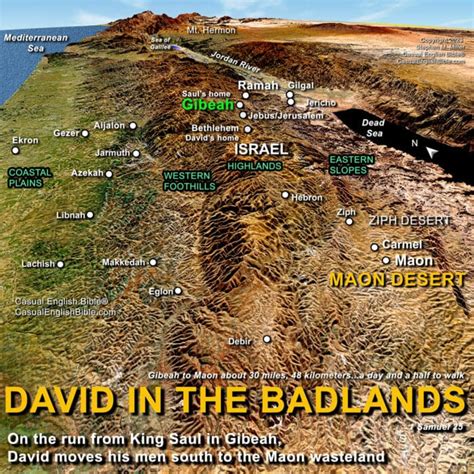 Map Of David Hiding In Maon Desert Casual English Bible
