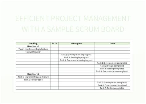 Efficient Project Management With A Sample Scrum Board Excel Template