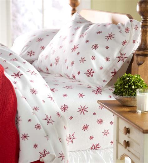 Crystal Snowflake Cotton Flannel Sheet Set Plowhearth Flannel Bed