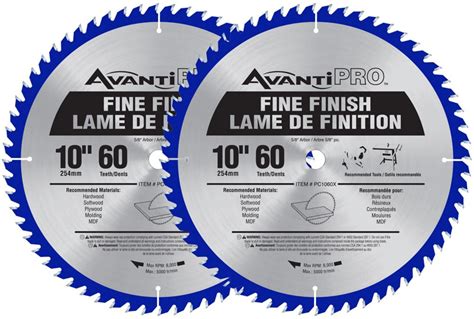 Avanti Pro 10 Inch 60 Tooth Fine Finish Saw Blade 2 Pack The Home
