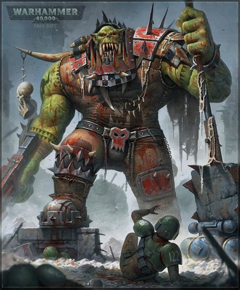 Warhammer 40k Artwork — Ork Warboss By Roman Tishenin