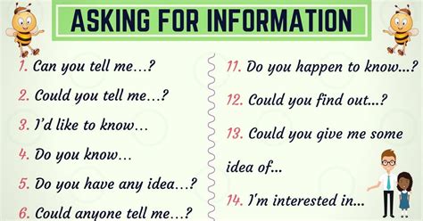 Useful English Phrases For Asking For Information Eslbuzz