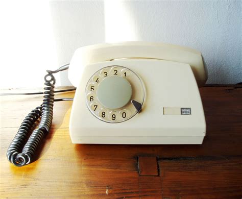 Rotary Telephone Soviet Vintage Dial Desk Phone Cream Office Etsy