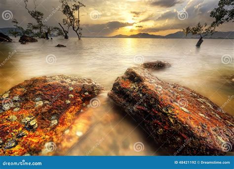 Sunset Seascape Sky Beach Khaokhad Phuket Thailand Stock Photo Image