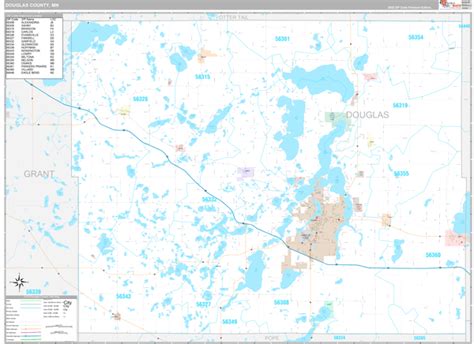 Douglas County Mn Wall Map Premium Style By Marketmaps Mapsales