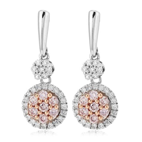 Ct Natural Pink Diamond Drop Earrings Ct Gold Qvc Uk