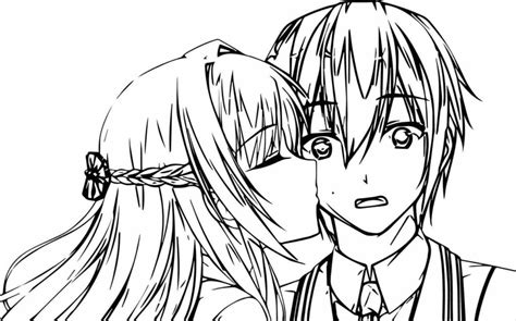 Anime Couple Kissing Easy Drawing Drawings Kiss Cute Couples Coloring
