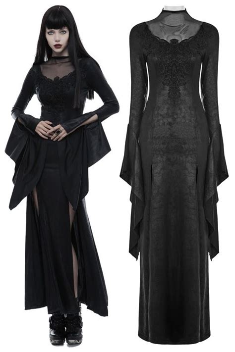 moonspell long black gothic dress by punk rave black gothic dress gothic dress goth dress