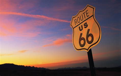 Route 66 Usa Signal Sunset Evening Landscape Hd Wallpapers Desktop And Mobile Images And Photos