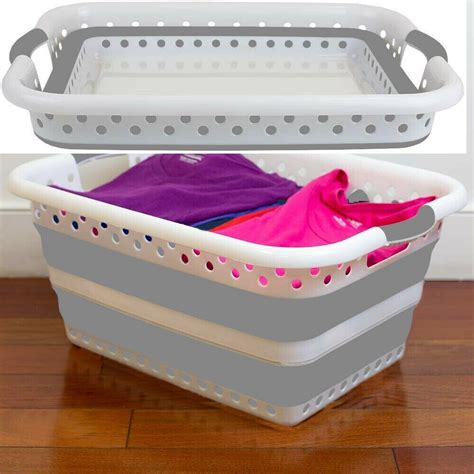 Collapsible Folding Laundry Basket Space Saver Cloth Washing Basket
