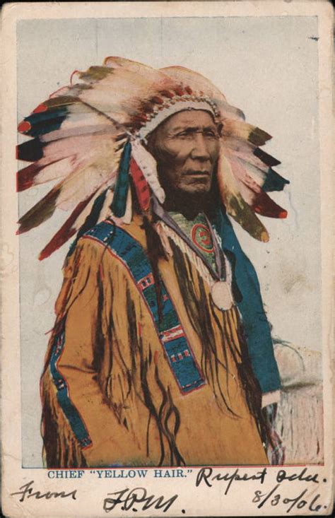 Chief Yellow Hair Native American Native Americana Postcard