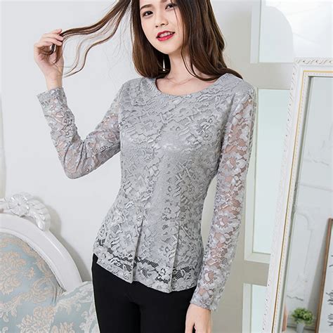 Fashion Hollow Out Lace Blouse Shirt 2018 Autumn Winter Long Sleeve White Blouse Women Top