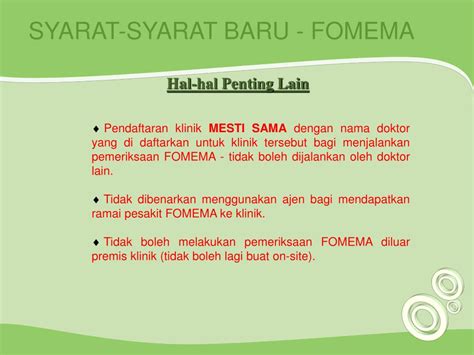 Fomema online portal is designed to facilitate the employers (individual or. PPT - FOMEMA - Medical check-up Prosedur Pemeriksaan ...
