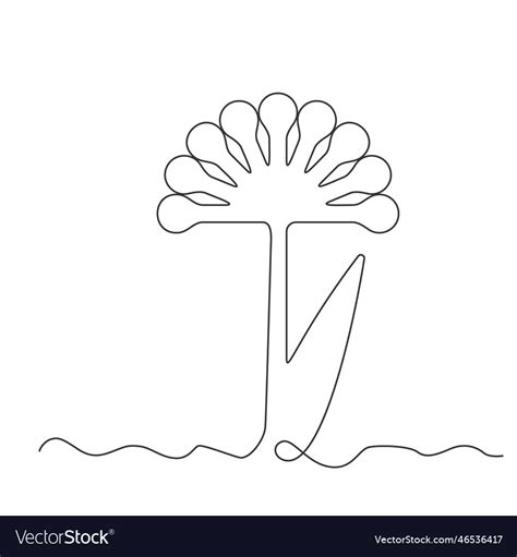 Continuous Thin Line Flower Minimalist Botanical Vector Image