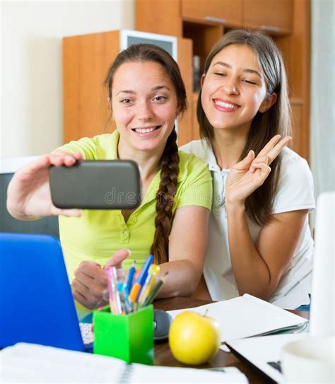 Girls Taking A Selfie Photo Stock Image Image Of Cheerful Relations