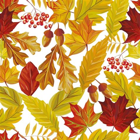 Premium Vector Autumn Leaves Seamless Pattern Wallpaper