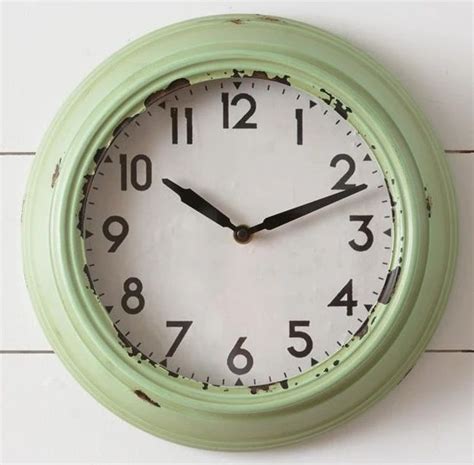 Pastel Green Retro Wall Clock Farmhouse Fresh Home® Mint Green