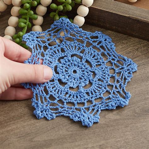 Denim Blue Round Crocheted Doily - Crochet and Lace ...
