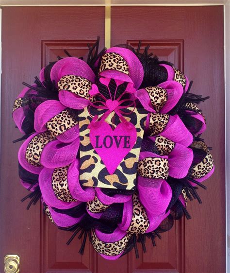 for the love of cheetah valentine s day wreath valentine mesh wreaths diy valentines day