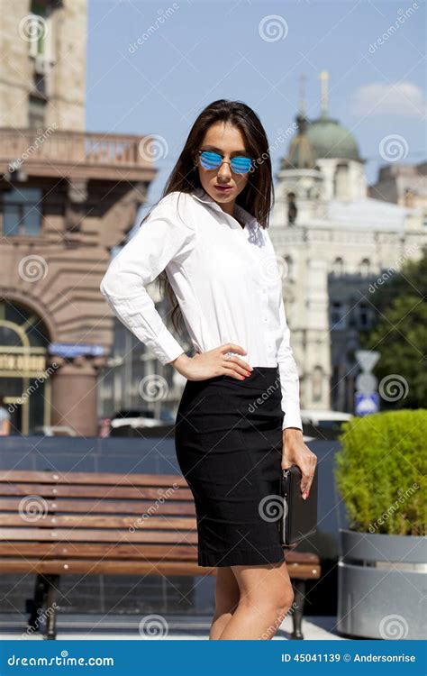Business Woman With Blue Mirrored Sunglasses Stock Image Image Of Caucasian Fashion 45041139
