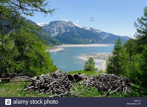 Lake Reschen Reservoir Vinschgau Val Venosta South