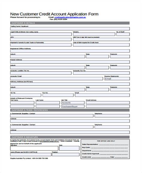 Free 17 Credit Application Forms In Pdf Excel Ms Word