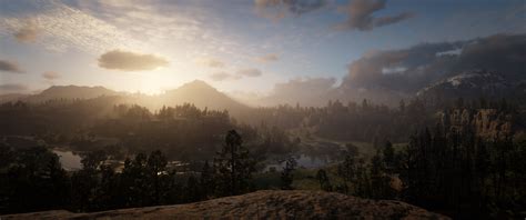 Red Dead Redemption 2 Rockstar Games Screen Shot Video Game Landscape Landscape Sunset