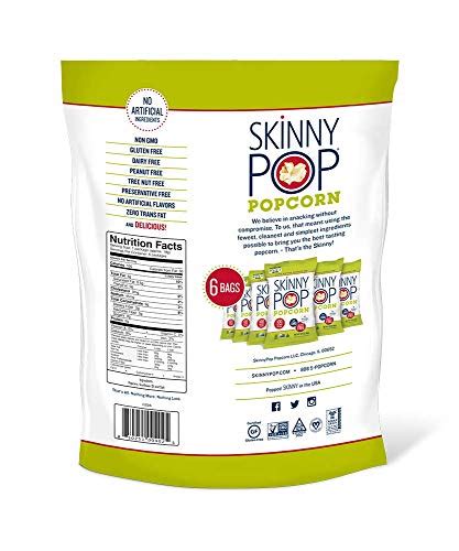 Skinnypop Original Popcorn 0 65oz Individual Snack Size Bags Pack Of 6 Skinny Pop Skinny