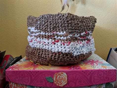 I Crocheted A Bag Out Of Plastic Bags To Hold My Yarn To Make Even More