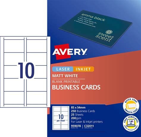 The two sided clean edge business card templates can be easily customizable with our blank downloadable templates with 10 per sheet. Matt Finish Business Cards | 959078 | Avery Australia