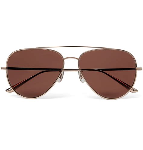 The Row Oliver Peoples Casse Aviator Style Gold Tone Titanium