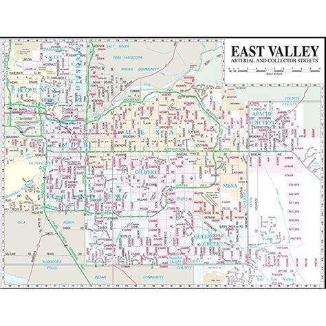 Buy East Valley Arterial And Collector Streets Desk Map Gloss Laminated