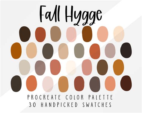 Fall Hygge Procreate Color Palette Fall Color Swatches Etsy Winter