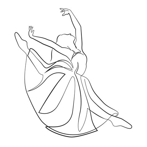 Sketch Of A Woman In A Dress Ballet Dancer Line Art Continuous Art Icon