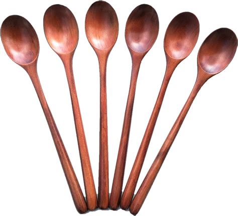 Spoons Home 6 Pieces Wooden Soup Spoons For Eating Mixing Stirring