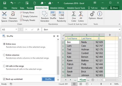 Excel Shuffle Sort Randomly Cells Rows Columns Select Random