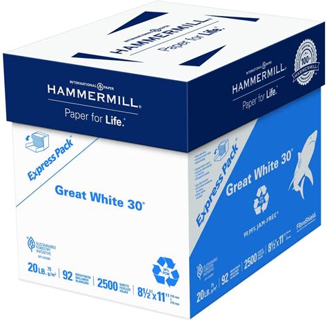Hammermill Paper Great White 30 Recycled Printer Paper 85 X 11