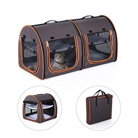Pawhut 39 Soft Sided Portable Dual Compartment Pet Carrier Best ⋆